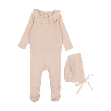 Lilette FINE POINTELLE RUFFLE COLLAR FOOTIE SET Petal