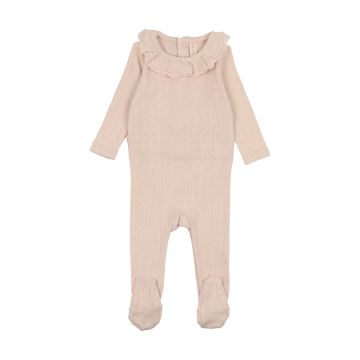 Lilette FINE POINTELLE RUFFLE COLLAR FOOTIE Petal