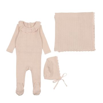Lilette FINE POINTELLE RUFFLE LAYETTE SET Petal 