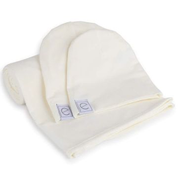 Ely's & Co Spandex Swaddle Blankets + Hat - Ivory