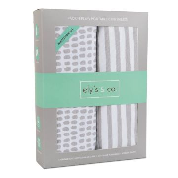 Elys and Co Grey Stripes & Splash Waterpproof Sheet PNP