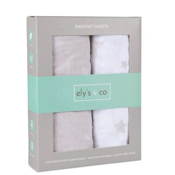 Ely's & Co Bassinet Sheet Set - Drawn star in Tan