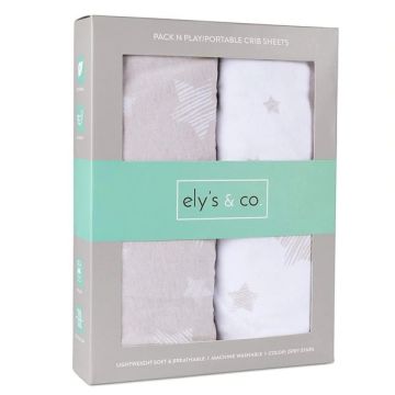 Ely's & Co Pack N Play Portable Crib Sheet Set - Drawn star in Tan