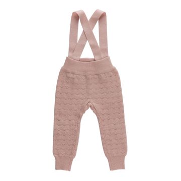 Kipp Baby Pink Zig Zag Pointelle Knit Long Overalls