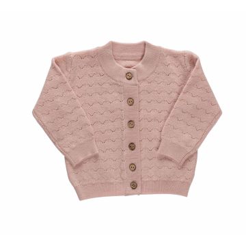 Kipp Baby Pink Zig Zag Pointelle Knit Cardigan