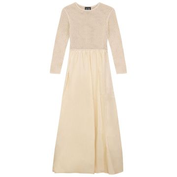 Gem Crochet Top Dress Cream 
