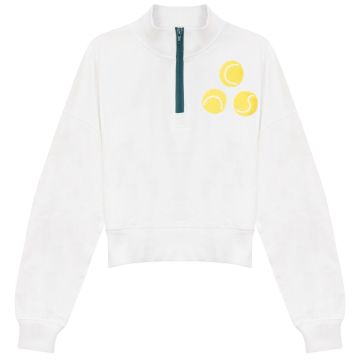 Gem Half Zipped Cropped Tennis Ball Sweatshirt 