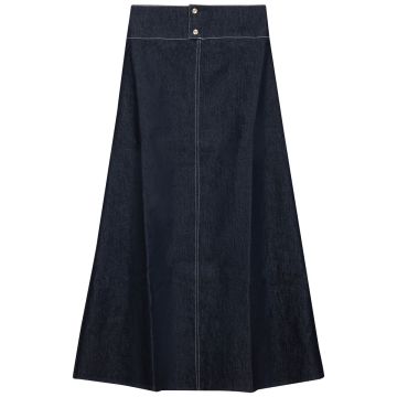 Gem Denim Top Stitched Skirt