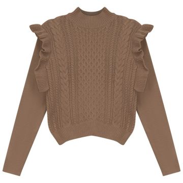 GEM Cable Knit Turtleneck Sweater Camel