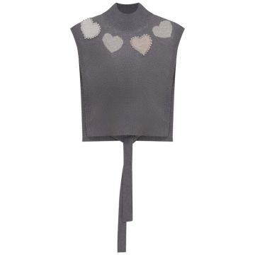 GEM Intarsia Tie Back Vest Grey/Cream