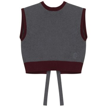 G° Degree Tie Back Vest Grey/Burgundy