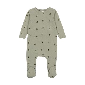 Bonjoy Leaf Print Footie Green