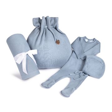 FELTMAN BROTHERS RIBBED KNIT GIFT SET VINTAGE BLUE