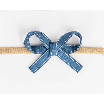 Adora Mini Ribbon Bow Headband Denim