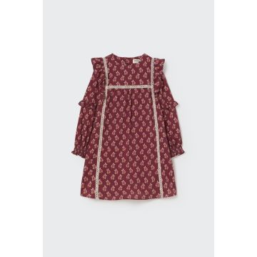My Little Cozmo Bloom textured dress Burgundy 