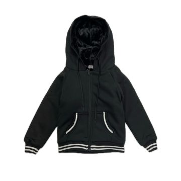 GHI Fur Hoodie - Black w/ B&W Stripes