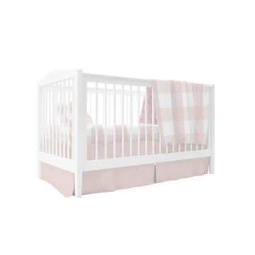 Ely's & Co Crib Set 4 pc, Crib Sheet,Quilted Blanket, Skirt & Pillow case Gingham Pink
