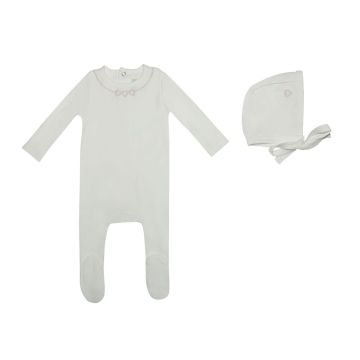 Mini Label Mini Embroidered Heart Footie and Bonnet 