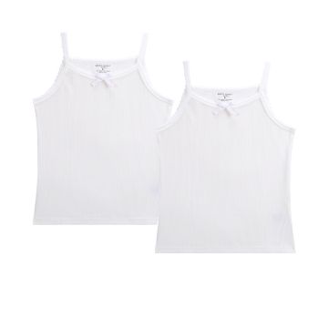 Girls Undershirt Ribbed Set in White