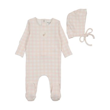 Bee and Dee Goose Plaid Footie+Boonet