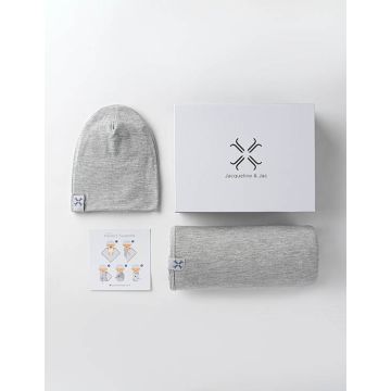 Jacqueline & jac Heather Gray Beanie & Blanket Set