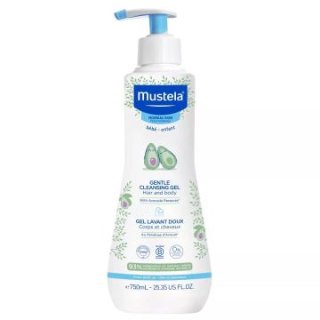 Mustela Gentle Cleansing Gel Baby Body Wash and Baby Shampoo 25.35 oz