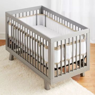 BreathableBaby Breathable Mesh Crib Liner - Deluxe Linen Collection - Natural Linen