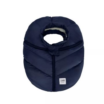 7 AM Car Seat Cocoon - Navy Plush