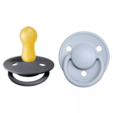 BIBS De Lux 2 PACK Latex Iron/Baby Blue
