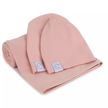 Ely's & Co Spandex Swaddle Blankets + Baby Hat - Pink