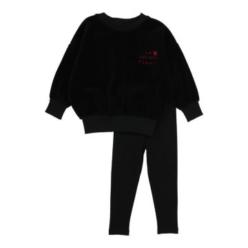 Analogie Girls Velour Sweatshirt Set Black