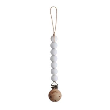 Mushie Halo Pacifier Clip White Bibs