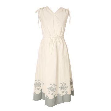 HEV SHOULDER AND WAIST PULLY STRINGS DRESS WITH HEM BORDER PRINT Lt. Blue