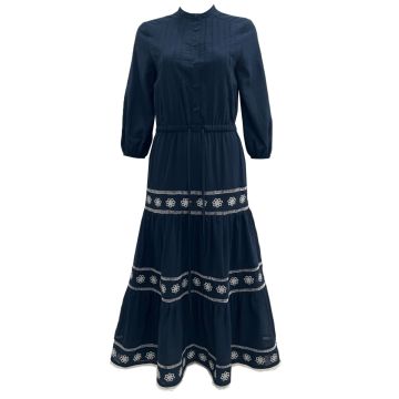 HEV EMBROIDERED COTTON DRESS Navy