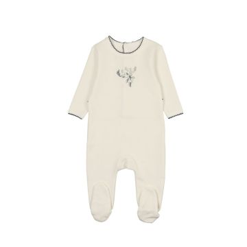 Mon Tresor Heirloom Berry Footie Ivory/Blue