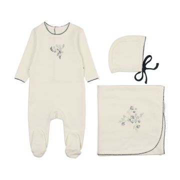Mon Tresor Heirloom Berry Layette Set Ivory/Blue