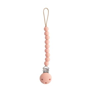 Mushie Silicone Pacifier Clip Hera Powder Pink