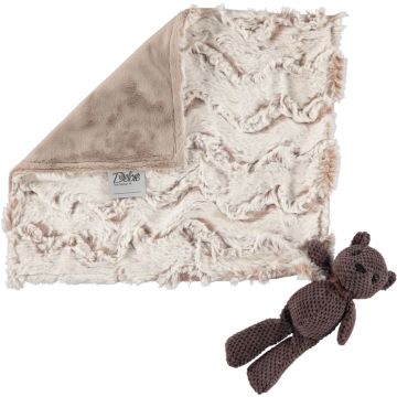Delore Solid Taupe/Luxe Cuddle Snowy Owl Ivory Tan Lovey 