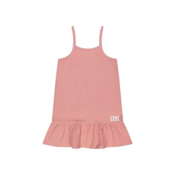 RetroKid Hollis Denim Strap Ruffle Dress Pink