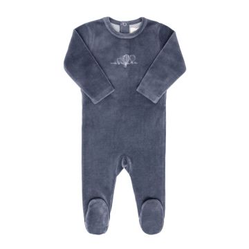 Ely's & Co Velour Hot Air Balloon Collection Footie - Blue Ely's & Co Velour Hot Air Balloon Collection Footie - Blue