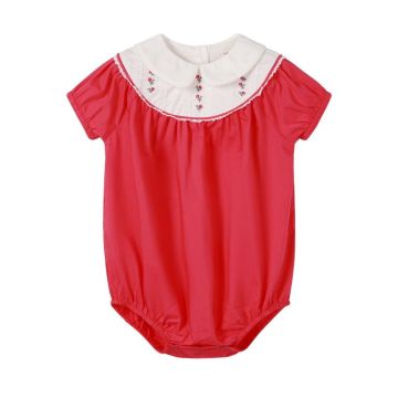 Nou Nelle Hot Pink Embroiderd Bib Romper