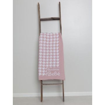 Bandeau Houndstooth Knit Blanket Mauve