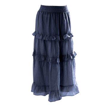 HEV 3 TIERED RUFFLE AND TUCK SKIRT Navy