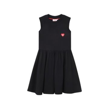 Hugo Boss SLEEVELESS DRESS IN SKATER SKIRT, EMBROIDERED BADGE