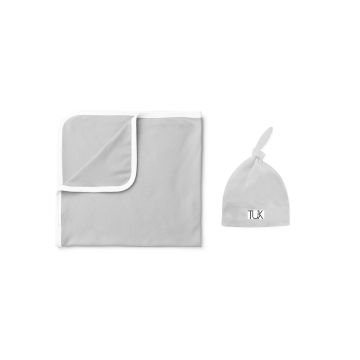 Tuk Baby Solid Grey Swaddle/Beanie Set