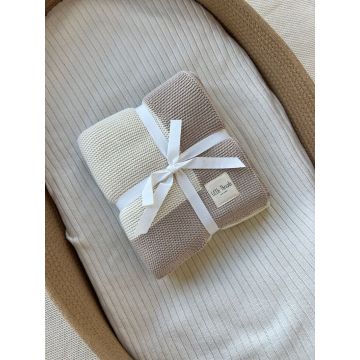 Little Threads Natural Border Knitted Cotton Blanket