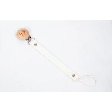 Tuk Baby Leather paci Clip White