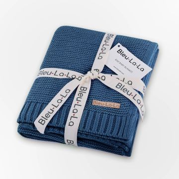 Bleu La La Knit Baby Blanket Colbalt