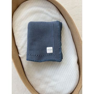 Little Threads Slate Blue Knitted Cotton Blanket