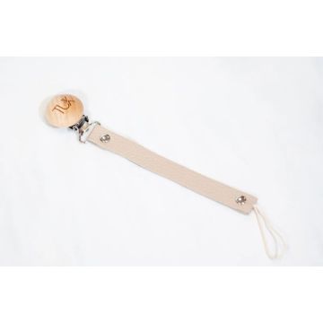 Tuk Baby Leather paci Clip Taupe